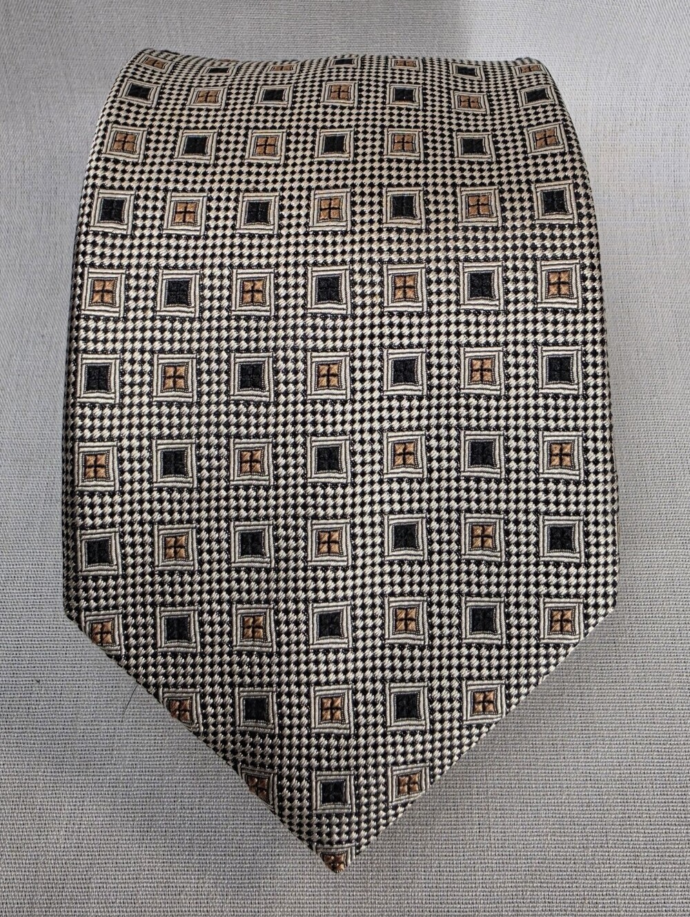 Peacock Pure Silk Geometric Square Tie Mens 60x3.75 Vintage Style